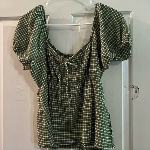Madewell Tops - Madewell Green Checkered Blouse